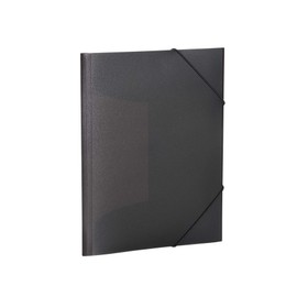 HERMA 19501 Portfolio Folder DIN A4 Translucent Black, Set of 3, Sturdy Plastic, Washable, Heavy Duty, Organiser Folder with Inner Flaps and Elastic Strap, Document Folder for Children, Boys, Girls