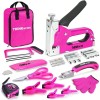 THINKWORK Pink Staple Gun Tool Set 25 Piece Home Tool