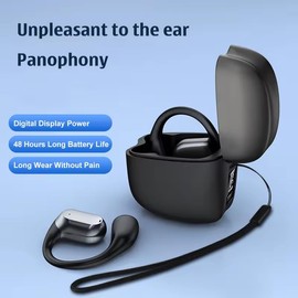 Open Ear Headphones, Wireless Open Ear Earbuds, Lightweight, 48H Playtime, Snug Fit, Digital Display Charging Case, Waterproof Bluetooth Headphones with Mic for Running, Workout,Cycling