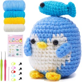 Omeblos Crochet Starter Kit, Crochet Kit for Beginners, Penguin Crochet Kit, Step-by-Step Video Tutorials, Complete Crochet Animal Kit, Knitting Kit for Beginner DIY Craft Art