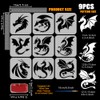 FINGERINSPIRE 9 PCS Dragon Painting Stencil 5.9x5.9inch Dragon Silhouette Template