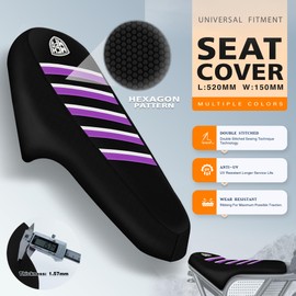 MCHMFG Ribbed Ebike Seat Cover Compatible with Ridstar Q20 Electric Bike Non-Slip Waterproof Anti-UV Protect Seat Cushion (Purple White)