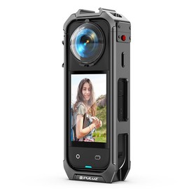 PULUZ Insta 360 X5 Camera Cage, Aluminum Alloy Protective Case with Quick Release Knob, Built-in Cold Shoe Mounts/Magnetic Base and 1/4" Threads, for Insta360 X5 Action Camera Frame