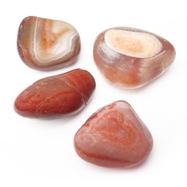 Tumbled Natural Carnelian Stones (4 Pack) - 1-1.5 Inch Smooth Crystals for Creativity, Courage & Vitality - Polished Genuine Carnelian, Sacral Chakra, Motivation Booster