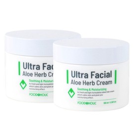 (2ea) Foodaholic Ultra Facial Aloe Herb Cream 100ml/Moisture Cream, Hypoallergenic, Highly Moisturizing, Wrinkle-Improving / (2개)푸드어홀릭 울트라훼이셜 알로에허브 크림 100ml수분크림 저자극 고보습 주름개선
