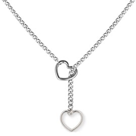 Heart O-Ring Slip Chain Necklace Punk Rock Stainless Steel Cuban Long Necklace Jewelry for Women SV Heart