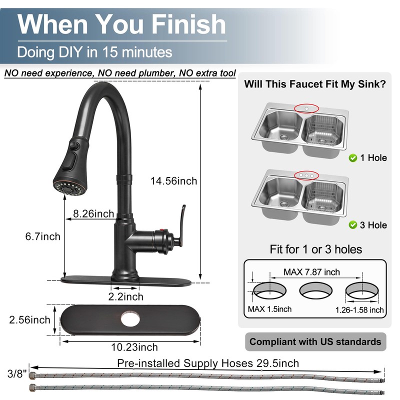 HOIGY Oil Rubbed Bronze Bar Sink Faucet Single Hole or
