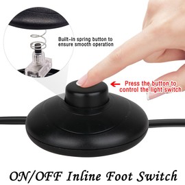 DAOKAI Floor Lamp Foot Switch, 3A125VAC Inline Cord Switch, Step On/Off Spring Push Button, Easy DIY Installation, Replacement Floor Lamp Extension Cord Assembly for Foot Pedal Control (2 Black + 2