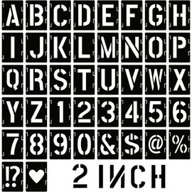 2 Inch Letter and Number Stencils,Letters and Numbers Stencil Kit,42 Pcs Reusable Alphabet Templates Interlocking Stencil Kit for Painting on Wood,Wall,Fabric,Rock,Sign,DIY Art Projects(2INCH/42PCS)