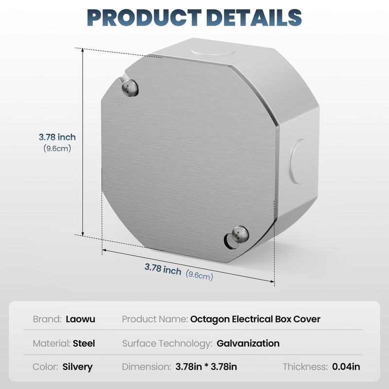 6Pcs Octagon Electrical Box Cover Plates, Junction Box Cover, Electric