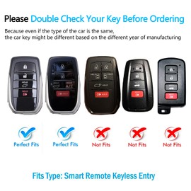 JOYEAR for Toyota Key Fob Cover with Key chain Compatible with 2025 Camry 2020-2025 RAV4 Prime 2019-2025 Land Cruiser 2021-2025 Venza Hilux Grand Highlander Tundra Corolla BZ4X (Silver-White)