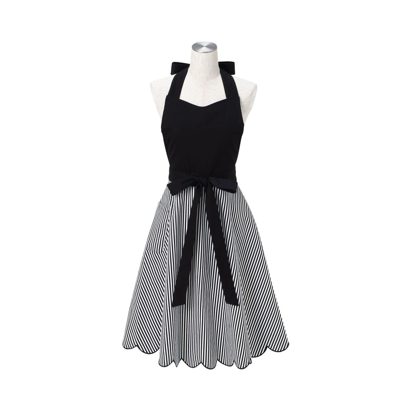 Francfranc Scalloped Full Apron, New Life, Gift, Black