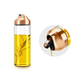 Aelga Copper Kitchen Accessories - Glass Oil Dispenser - Copper Olive Oil Dispenser Bottle for Kitchen with Stainless Steel Spout