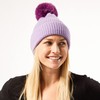 Tickled Pink Women's Plush Knit Pom Beanie, Purple, One Size