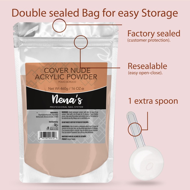 Nena's 16oz Acrylic Liquid monomer + 16oz Clear Acrylic Powder