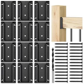 Epcee 12pcs ADC-12 Aluminum Deck Railing Bracket, Deck Railing Connectors for 2"x4" (Actually 1.5"x3.5") Wooden Deck Railing Post to Handrail Connection (Black)