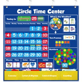 Torlam Circle Time Learning Center, Kindergarten Preschool Classroom Must Haves, Kids Calendar Pocket Chart Color Season Counting Letter Ten-Frame Set Weather Chart, Toddler Learning Activities