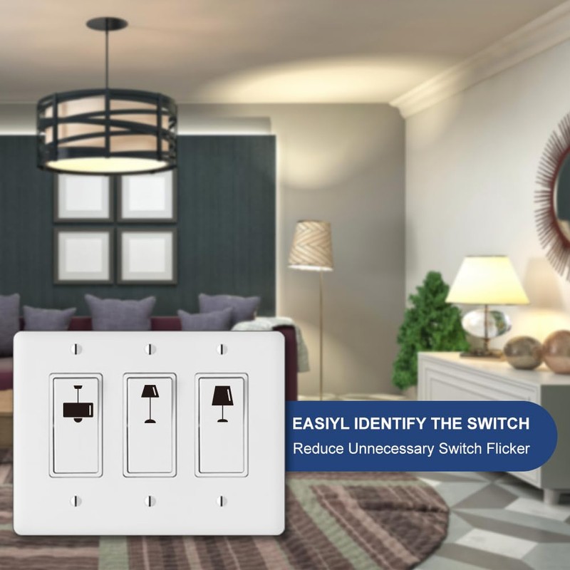 GOMAKERER Pack of 400 Light Switch Stickers, 40 Designs, Transparent