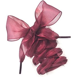 MarJunSep 18 Pairs Satin Ribbon Shoe Laces for Sneakers, Flat Lace Shoelaces for Women Girls Shoestrings 4CM Wide (1 Pair Burgendy, 47")