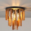 MOUJOE Wood Ceiling Light Fixture 3-Light Semi Flush Mount Light