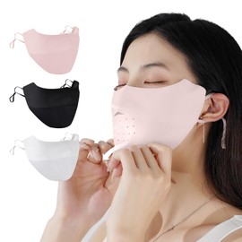 COMEDYKING 2025 Summer New Release! 3-Piece Sun Protection Mask, Face Cover, Cooling Mask, Prevents Ear Pain, 99% of UV Protection, Sunburn Protection, Heatstroke Prevention, 3D Structure, Small Face