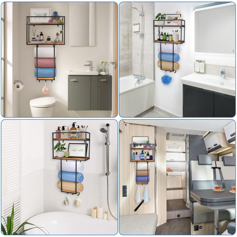 MOUGIGI Towel Rack Wall Mounted - Space-Saving Design for Small