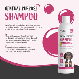 Pawbits Lemon Zest & Green Tea & Dog & Puppy Shampoo. Plant-Based Moisturising Natural Shampoo for Dogs | Vitamin Rich Infused with Aloe Vera | Alcohol Free Cruelty-Free Fragranced Pet Shampoo 250ML