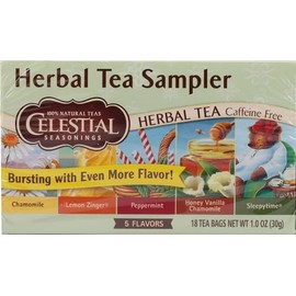 Celestial Seasonings Herbal Tea Sampler with 5 Flavors 18 ea ( Pack of 6)