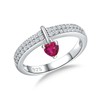 RANDES Red Ruby Dangle Ring 925 Sterling Silver Heart Shaped