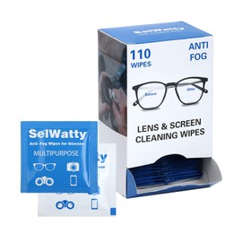 Selwatty 110 Anti-Fog Lens Wipe for Glasses/Screens, Wet, Quick Dry, No Residue, 15 x 12 cm