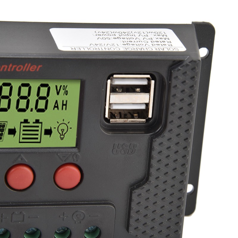 PWM Solar Charge Controller 12V 24V 60A Battery Charging Regulator