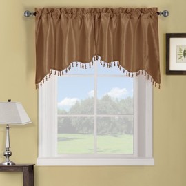 Royal Hotel Bedding Soho Mushroom Swag Valance, Solid Pattern 35x30 inches