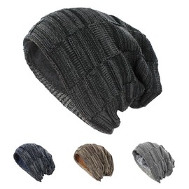 Beanie for Men Women, Beanie Warm Hat with Soft Fleece Lining, Winter Knitted hat, ski hat, (Thick Windproof) (AU, Alpha, One Size, Black)