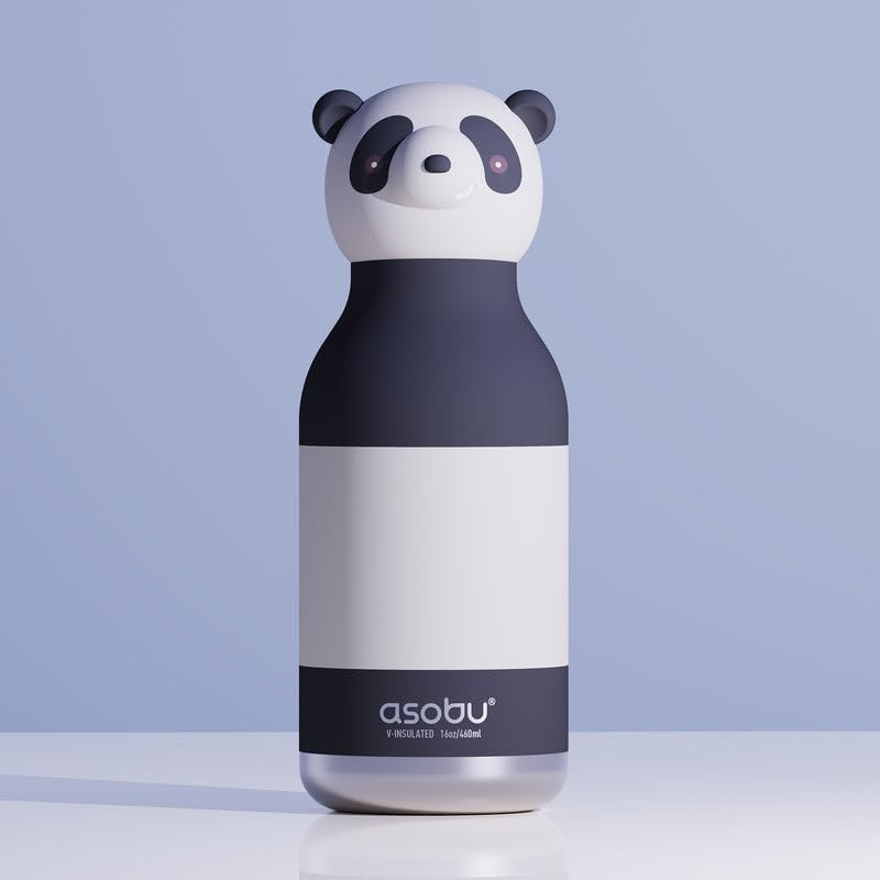Asobu Bestie Panda Insulated Flip Straw Kids Bottle Stainless Steel