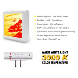 Plug in Dimmable LED Night Light with Dusk to Dawn Auto Sensor, Adjustable Brightness, Warm Light, Auto On-Off Nightlight for Bathroom, Hallway, Nursery, Bedrooms - Yellow and Red Brush Strokes