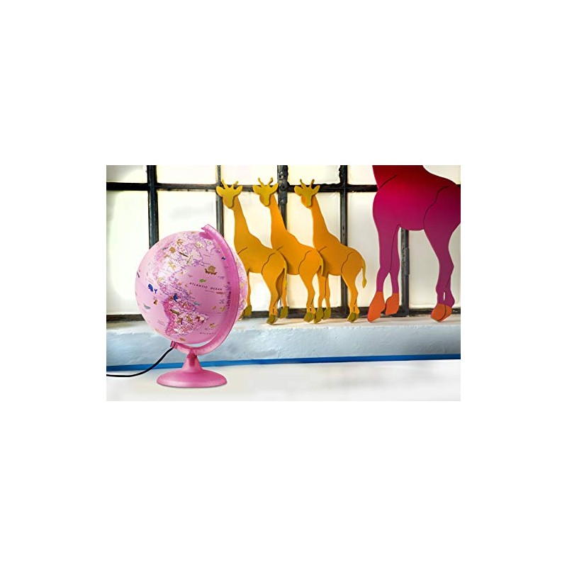 Tecnodidattica Zoo Illuminated Children's Globe - 25 cm, Pink