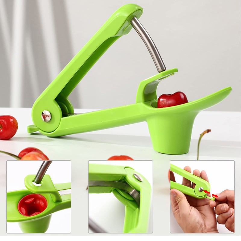 Cherry Pitter, Cherry Stoner Remover with Stainless Steel Rod, Olive