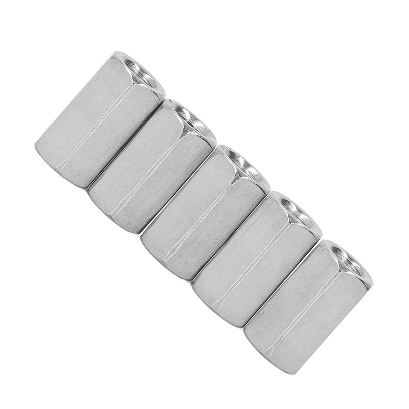 20PCS Hex Coupling Nuts 304 Stainless Steel Long Fine Thread