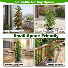 ENNUFO Tomato Planter with Trellis 57", 2-Pack Self Watering Raised Garden Bed with Trellis, Tomato Cages for Garden, Tomato Pots for Growing Tomatoes, Vegetable Planter, Tomato Plant Support Cage