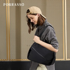 PORRASSO Women's Tote Bag Casual Shoulder Bag Ladies Hobo Handbag Large Shoulder Bag for Commuter Travel Daily Use Black