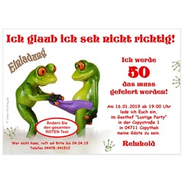 Modern Birthday Invitations 18 20 25 30 40 with Saying – Cool Funny Change Text – Frog – 30 Cards DIN A6