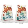 ST 2 Pack Gather Pumpkins Fall Hand Towels Dish Towels