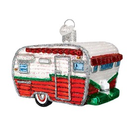 Old World Christmas Ornaments: Camping Outdoor Collection Glass Blown Ornaments for Christmas Tree,RV, Red/Green/White