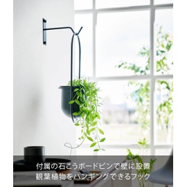 Yamazaki Industries 1712 Gypsum Board Tweezers and Wood Screws Included Wall Hanging Green Hook for Gypsum Board Walls, Black, W 1.4 x D 7.3 x H 4.7 inches (4 x 18.5 x 12 cm), Tower Floating Storage,