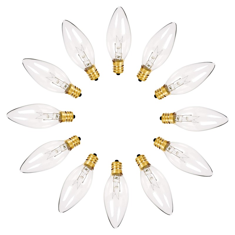 Holiday Joy C26 Christmas Crystal Clear Torpedo Tip Candelabra Replacement