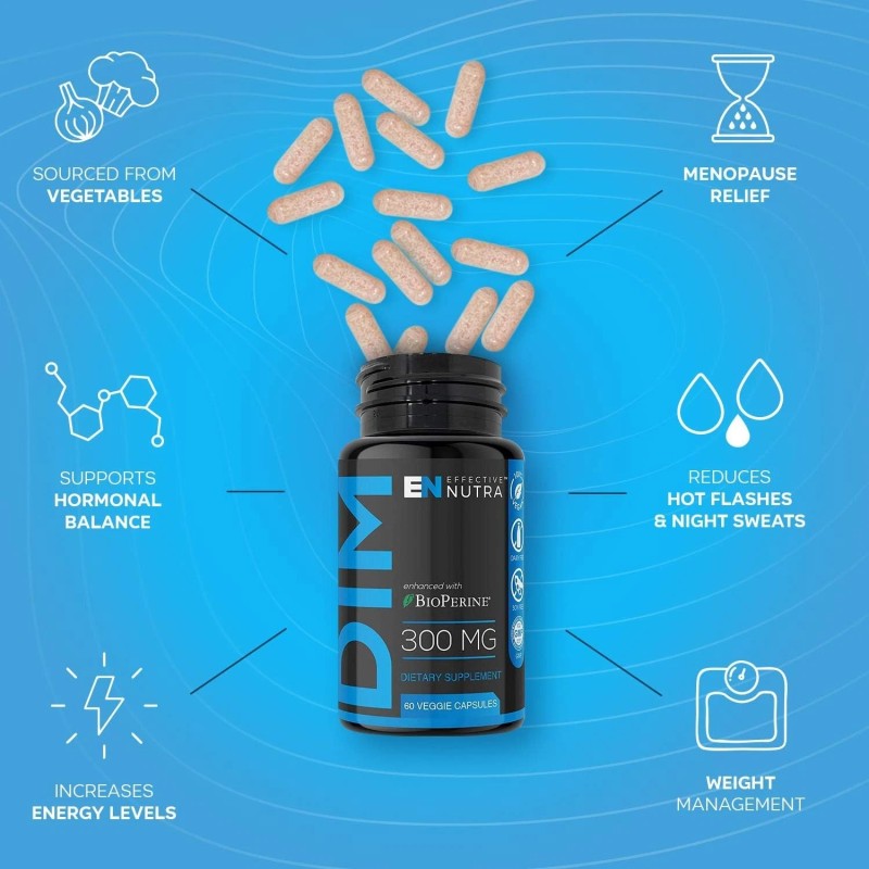 EFFECTIVE NUTRA Dim Supplement 300mg Capsule - Extra Strength Diindolylmetha