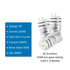 Kamoer KVP04 small vacuum pump 12V micro air pump brushless motor PWM speed control high negative pressure(40Kpa) long life mini diaphragm pump 1.1L/min 320MA
