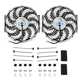 BATONECO Chrome 12" Electric Radiator Cooling Fan Assembly Kit, High Performance Cooling Radiator Fan with 12V 80W 800 CFM Mount Kit Universal, 2 Pack