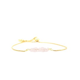 SALTY CALI Rock Candy ~ Rose Quartz Bolo ~ Adjustable bracelet, Gold Plated ~ Ocean inspired dainty jewelry, Made in California!