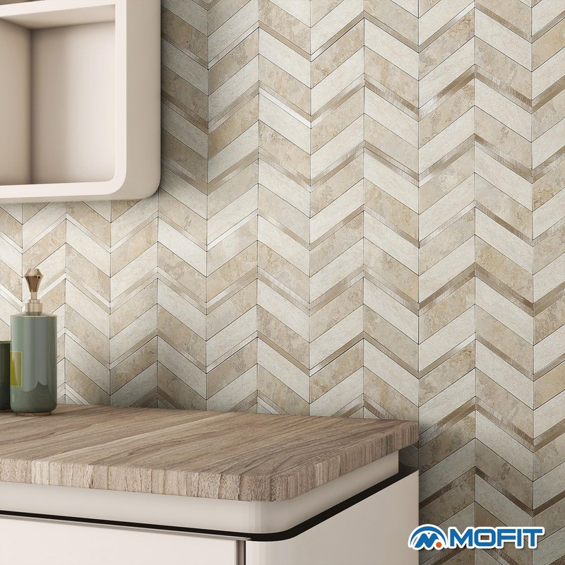 M MOFIT Stone Look Herringbone Peel and Stick Backsplash for
